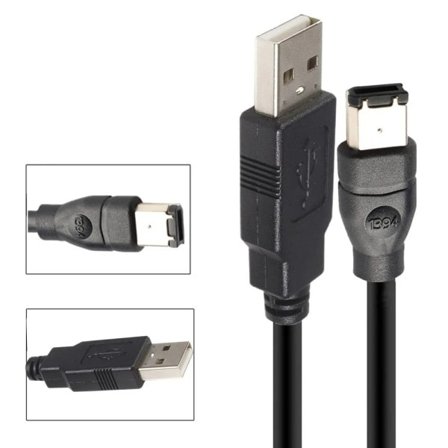 Firewire IEEE 1394 6 Pin Hane till USB 2.0 A Hane Adaptor Omvandlare Kabel sladd