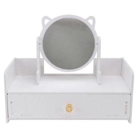1 stk. Bordplade Pige Makeup Spejl Opbevaringsskuffe Struktur Pige Kosmetik Spejl