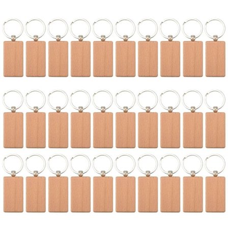 30 st Blank Rektangel Trä Nyckelring Gör-det-själv Trä Nyckelringar Nyckelbrickor Kan Gör-det-själv Presenter