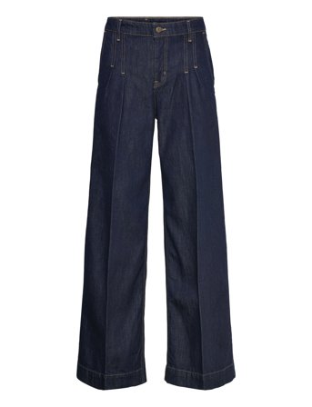 Lauren Ralph Lauren Pleated High-Rise Wide-Leg Jean - Navy - 38