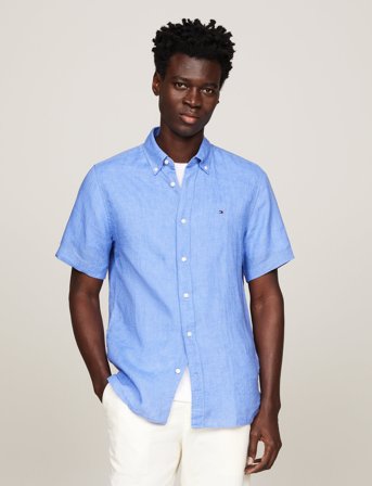 Tommy Hilfiger Pigment Dyed Linen Rf Shirt S/S - Blue - M