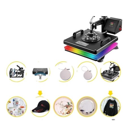 Lämpöpuristin, yhdistelmätoiminnallisuus, sublimaatiotulostus, 5 in 1 15x15 tuumaa