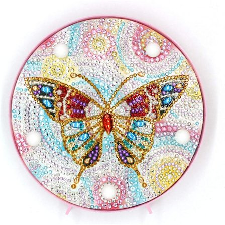 DIY diamantmaleri lampe med LED-lys full diamant krystallmaleri sett nattbord lampe håndverk, julegave 15*15cm