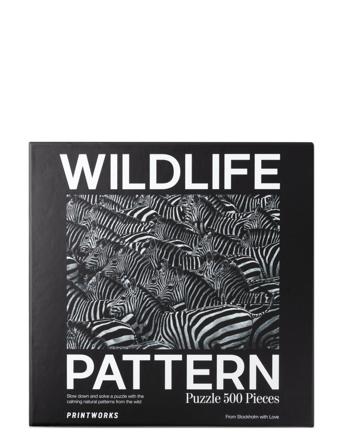 Puzzle - Zebra, Wildlife Pattern Home Decoration Puzzles & Games Puzzles Svart PRINTWORKS
