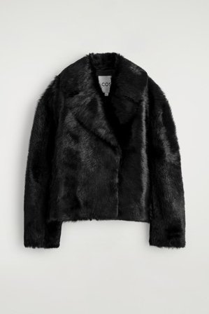 COS Kurtka Ze Skóry Pokrytej Włosiem in Czarny