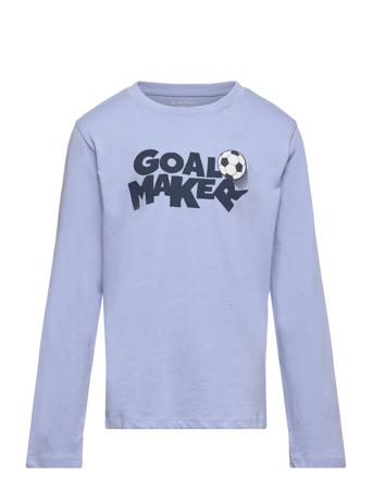 Printed Longsleeve T-shirts Long-sleeved T-shirts Blå Tom Tailor*Betinget Tilbud