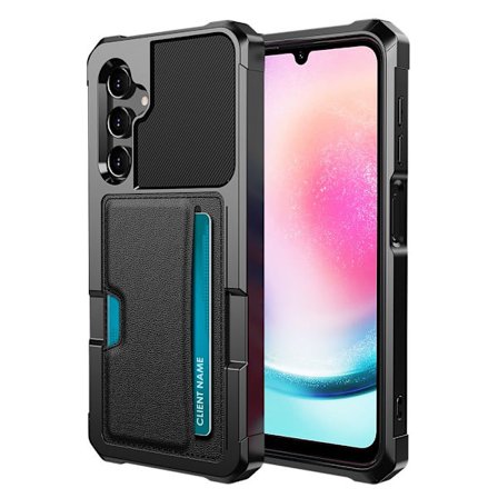 SKALO Samsung A15 5G Iskunkestävä Nahkainen Korttikotelo - Musta