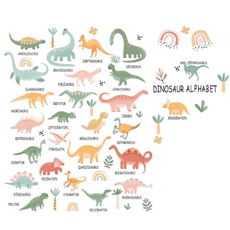 1 stk Dinosaur Alphabet Barn Veggklistremer Søte Dinosaur Veggklistremer