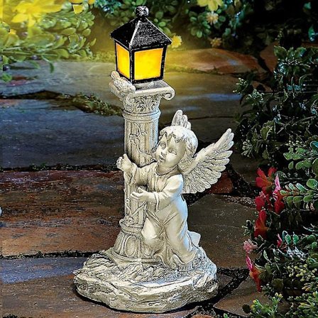 Aurinkoenergia Eurooppalainen roomalainen pylväs enkeli koriste Puutarha Piha Olohuoneen koriste Hartsi Käsityöt(OIKEA)