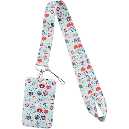 1 stk. Sykepleier Lanyard ID-kortholder med halsbånd for ID-kort og mobiltelefon for sykepleier, kontor, skole, kvinner og menn