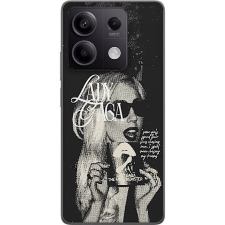 Yhteensopiva Puhelinkuori Xiaomi Redmi Note 13 Lady Gaga mustavalkoinen retrojuliste aurinkolaseilla ja pop-taide-estetiikalla