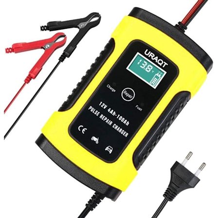 Visualiserad Laddning, 12V 6A Intelligent Billaddare För Alla 12-Volts Bly-Syra Batterier, Med Högeffektiv Pulsreparation Och Omvänd Polaritetsskydd