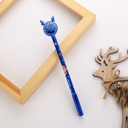 4ST Christmas Neutral Pens Älg Paljetter Penna BLÅ