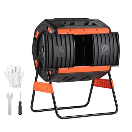 Rotationskompostør-Duoku-Kompostbeholder 200 L-Dobbelt Kammer-til Køkken- og Haveaffald