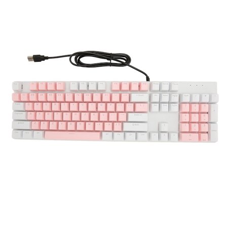 Mekanisk tastatur i fuld størrelse 104 taster USB kablet gaming tastatur med numerisk tastatur Rød switch til Windows Pink White