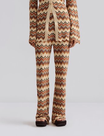 Malina Ditte Flared Knitted Pants - Beige - L