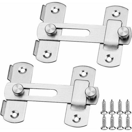 2 kpl Oven lukko Liukulukko, Ruostumattomasta teräksestä valmistettu oven lukko ruuveilla, Turvaoven lukko