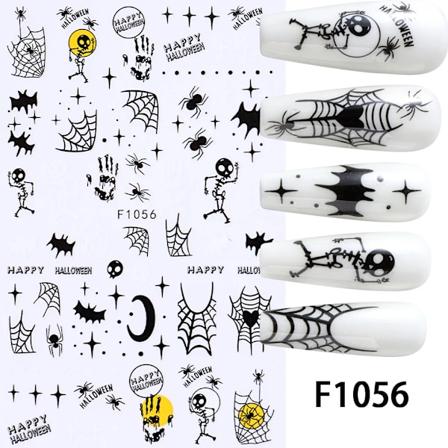 Halloween Negleklistermærker Sorte Kat Spøgelser Edderkop Spindelvæv Design Decals Holografiske Selvklæbende Slider Manikyr Kunst Og Dekoration F1056