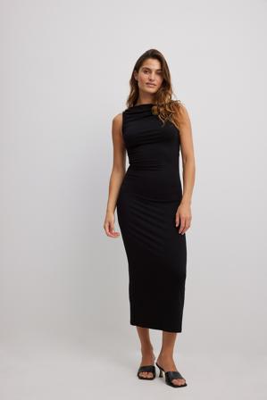 NA-KD Trend Robe longue sans manches en jersey - Robes Nuisette - Noir - XX-Small