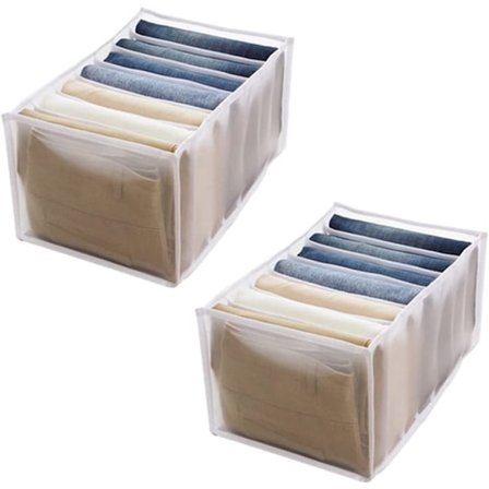 Romdeler Garderobe Klær Sammenleggbar Skillevegg Boks Bag (Hvit, 2 Stykker 7 Rom)