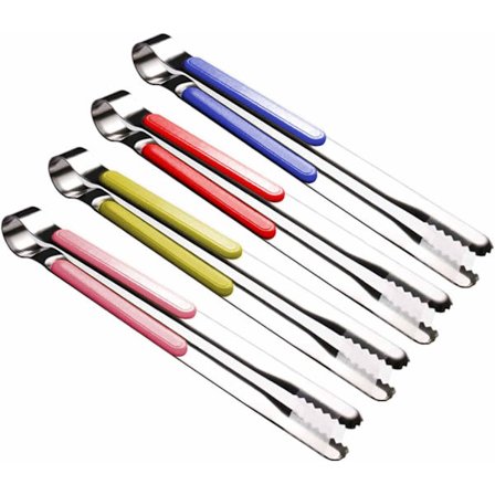 Rustfrit Stål Køkkentænger Sæt med 4 - 25 cm Metal Køkkentænger med Komfortabelt Skridsikkert Håndtag - Non-Stick Pandetænger