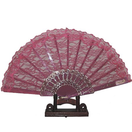 Vifte - Rosarød blonde med bølgemønster