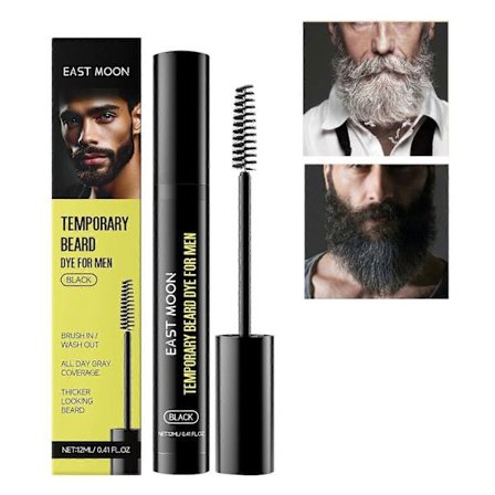 Tillfällig skäggfärg för män - Svart skägg-, mustasch- och ögonbrynsfärg för ett fylligare, väldefinierat utseende, vatten- och svettresistent, upp 