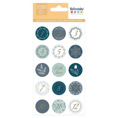 Tarrat - Artemio - Upeaa joulua - 24 3D-tarraa - Joulukalenteri - Sekoitus