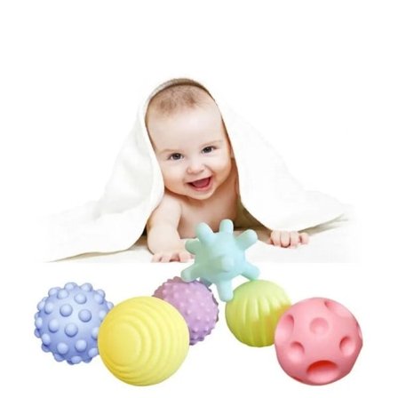 4 delar Set Mjuk Gummi Multi-Texture Baby Grab Ball Leksak Träning Grip Förmåga Hand Grab Bol