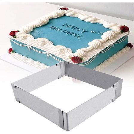 Säädettävä neliönmuotoinen leivontarengas Laajennettava suorakulmainen leivontakehys Ruostumattomasta teräksestä valmistettu mousse-kakkumuotti Kakku 