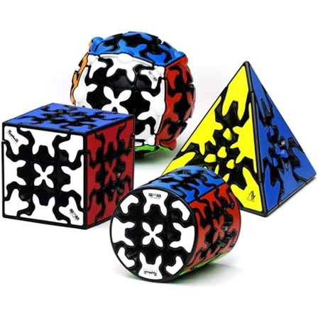 Gear Magic Cube Set, Gear Speed Cube-paket med 3x3x3 Gear Cube Gear Pyraminx Cylindrisk Gear Cube och Gear Ball Cube Pussel Leksaker 4 st