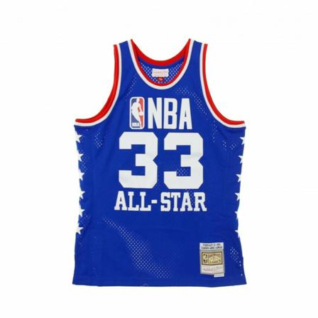 Mitchell & Ness Canotta Basket NBA Swingman Jersey Hardwood Classics No33 Kareem Abdul Jabbar ALL Star West , Blauw , Heren , Maat: S Sportshirts