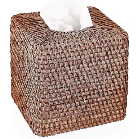 Firkantet servietboks i rattan, holder, dekoration, servietorganisator, terning, servietpapirholder, opbevaringskasse, dispenser, servietorganisator, 