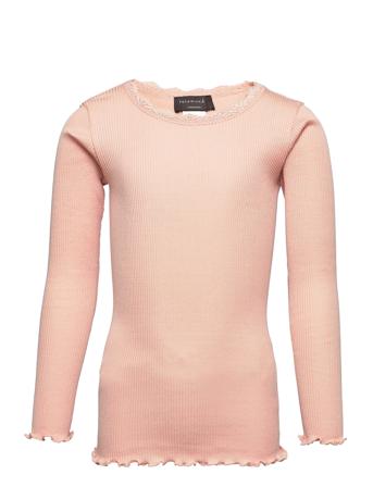 Silk T-Shirt W/ Lace Coral Rosemunde Kids