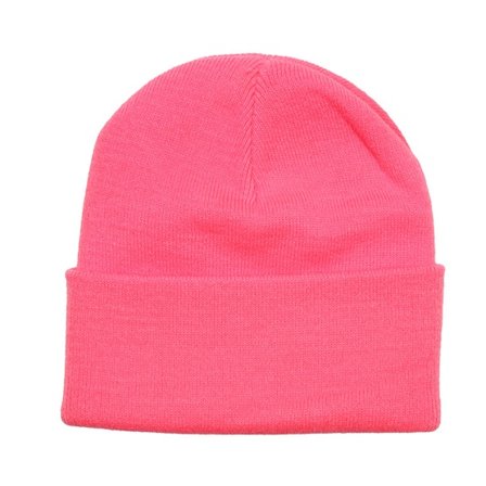 M√otze Fluorescent Pink Beanie - Beanie Basic - Pink Cuff