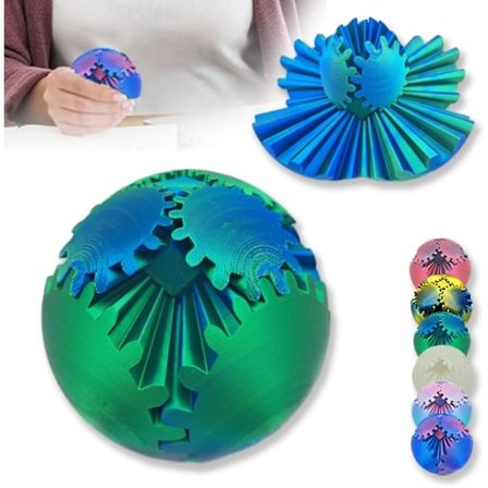 3D-printet tandhjulskugle, roterende kugle eller terningeformet fidget-legetøj, tandhjulssfære, tandhjulskugle pop fidget-legetøj, stressbold, 8 cm