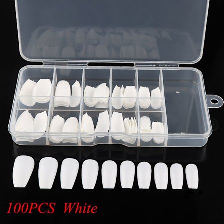 100/600st False Ballerina Nails Full Cover WHITE 100PCS