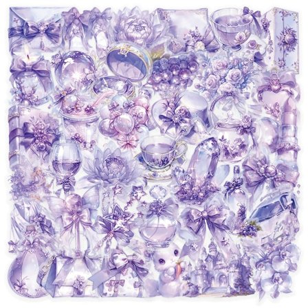100-pak Fantasy Klistermærker | 7 Temaer PET Mærkater | Vandtæt Dekoration til Laptop, Vandflaske, Kuffert (Purple Dreams)