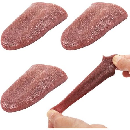 Falsk tunge, 3 stykker realistisk falsk tunge, elastisk falsk tunge, realistiske forferdelige kunstige tunge rekvisitter for 1. april og Halloween