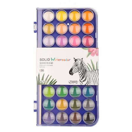 Mokeelo 10/12/16/28/36 Farver Solid Akvarel Kage med Pensel (661-36 Farver)