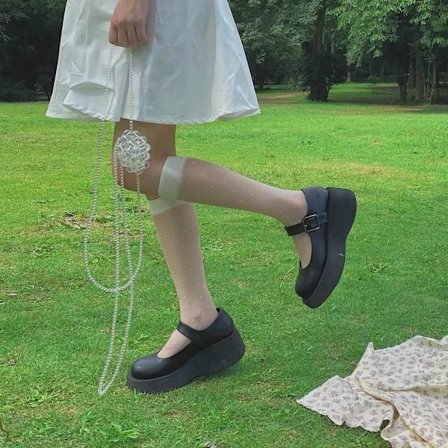 Silk Knästrumpor Lolita strumpor VIT