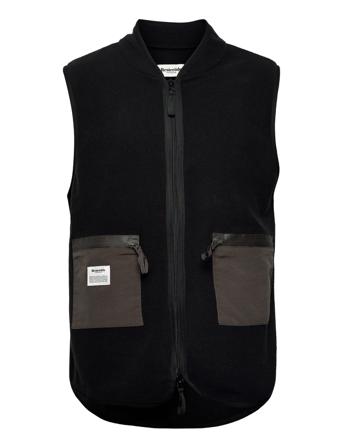 Fleece Vest Plain Knitwear Knitted Vests Svart Resteröds