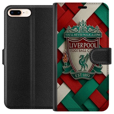 Yhteensopiva Lompakkokotelo Apple Apple iPhone 7 Plus Liverpool Football Clubin tunnus, jossa You'll Never Walk Alone voimakkaassa graafisessa suunnit