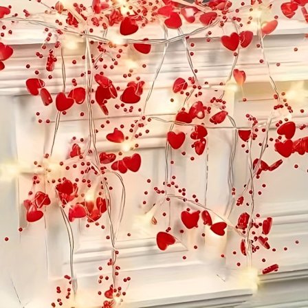 Hjerteformede LED-lys til Valentinsdagen | Batteridrevet, berøringskontroll, ideell for par sin stemningsbelysningsdekorasjon