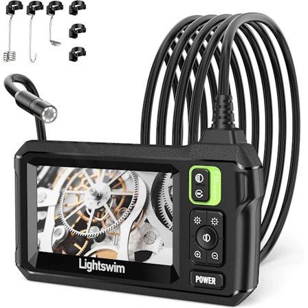 Industrielt endoskop inspeksjonskamera, håndholdt IP67 vanntett ormekamera med 8 LED-lys 5M/16.5FT halvstiv kabel