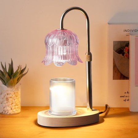 Elektrisk Lysvarmer med Timer – Dæmpbar Vintage Varmelampe, Justerbar Højde til Stearinlys uden Flamme, Smelter Voks