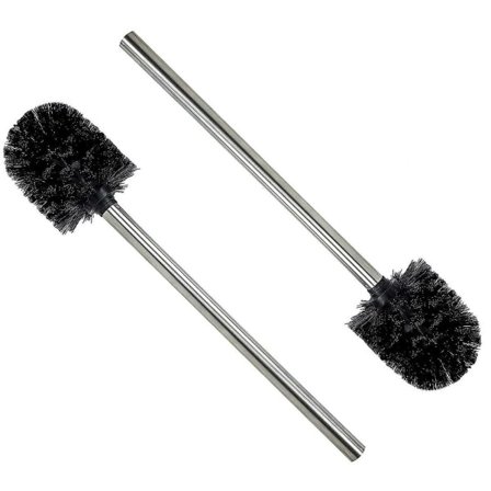 2 st Toalettborste svart borsthuvud med handtag i rostfritt stål