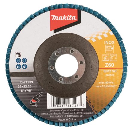 Makita D-74239 Lamellslipeskive 125 x 22,23 mm Z60, Maskintilbehør & forbruk