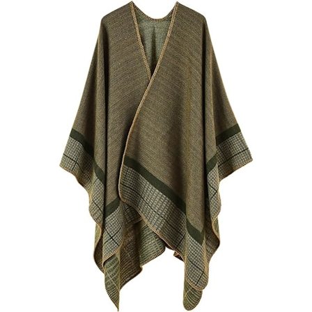 Dame sjal kappe sjal kvast print cardigan tern stribet sjal (grøn)