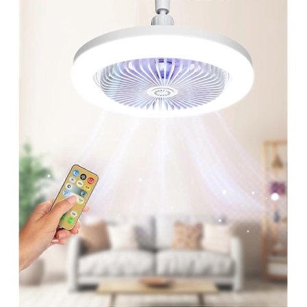 Takvifte med lys og fjernkontroll, taklampe med vifte 3 farger dimbar, 3 hastigheter stille takvifte for stue, soverom, vaskerom (FMY)